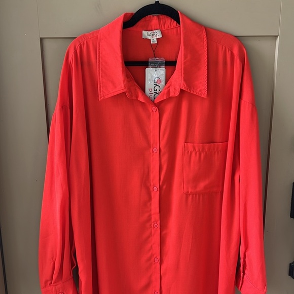 Gigio New w Tag XL Women’s Red Longline Shirt Maxi Tunic - Picture 3 of 12